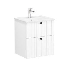 Vitra Root Groove 69408 Lavabo Dolabı, İki Çekmeceli, 60 Cm, Mat Beyaz, Köşeli Lavabolu